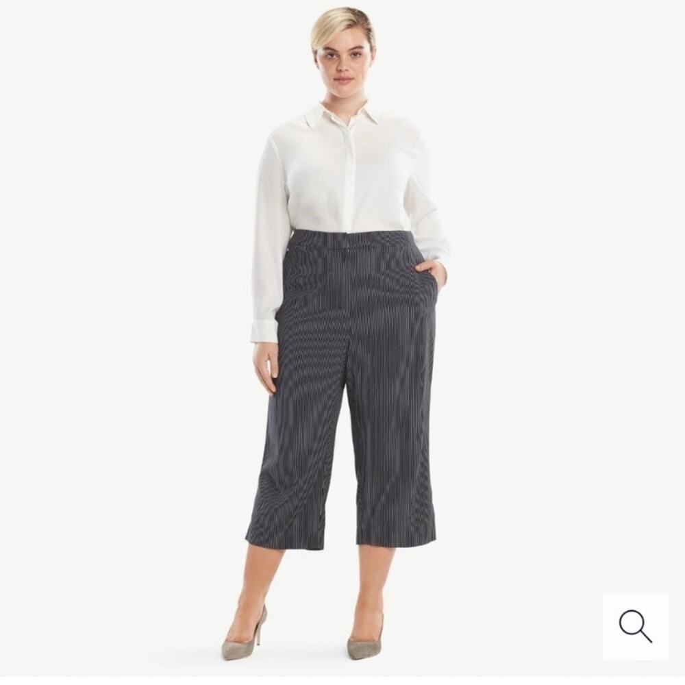 MM Lafleur Blue&White Stripe Wide Leg Cropped Pippa Pant Sz.12